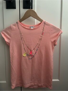 Girls' Pink Short Sleeve Necklace Print Tee